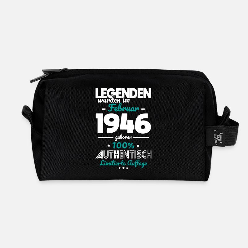 80. Geburtstag - Legenden wurden im Februar 1946 - Recycelte Kulturtasche - Schwarz