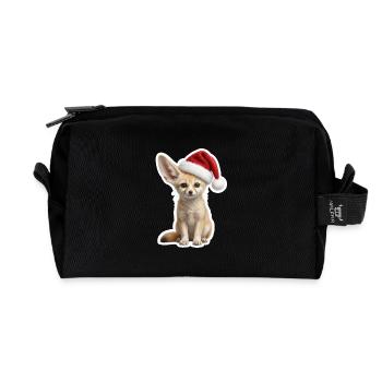 Little desert fox with big ears - Recycled Toiletry Zip Bag - black - Front