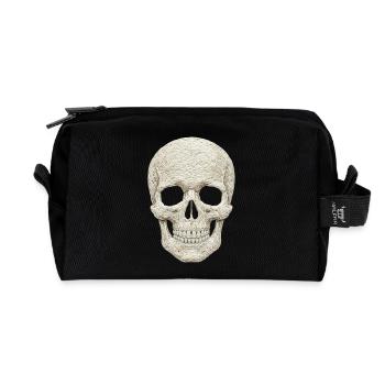 Schädel im bestickten Look (gedruckt) - Recycelte Kulturtasche - Schwarz - Vorne
