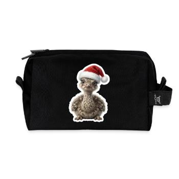 Confused ostrich chicks in Christmas fever - Recycled Toiletry Zip Bag - black - Front