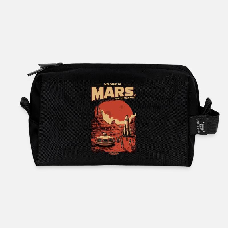 Mars Retroabenteuer: Pionierstation - Recycelte Kulturtasche - Schwarz