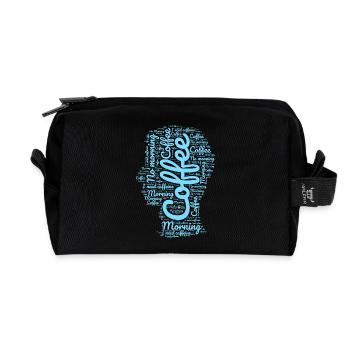 Café du matin en lettres - Trousse de toilette en tissu recyclé - noir - Devant