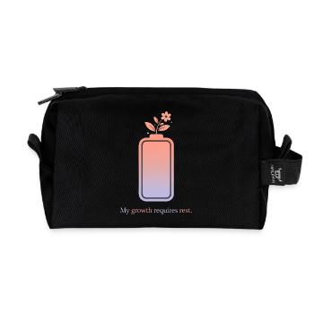 My Growth Requires Rest – Selfcare Design - Recycled Toiletry Zip Bag - black - Front
