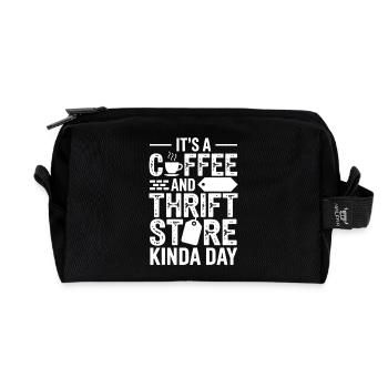 Coffee Thrift Store Kinda Day - Recycled Toiletry Zip Bag - black - Front