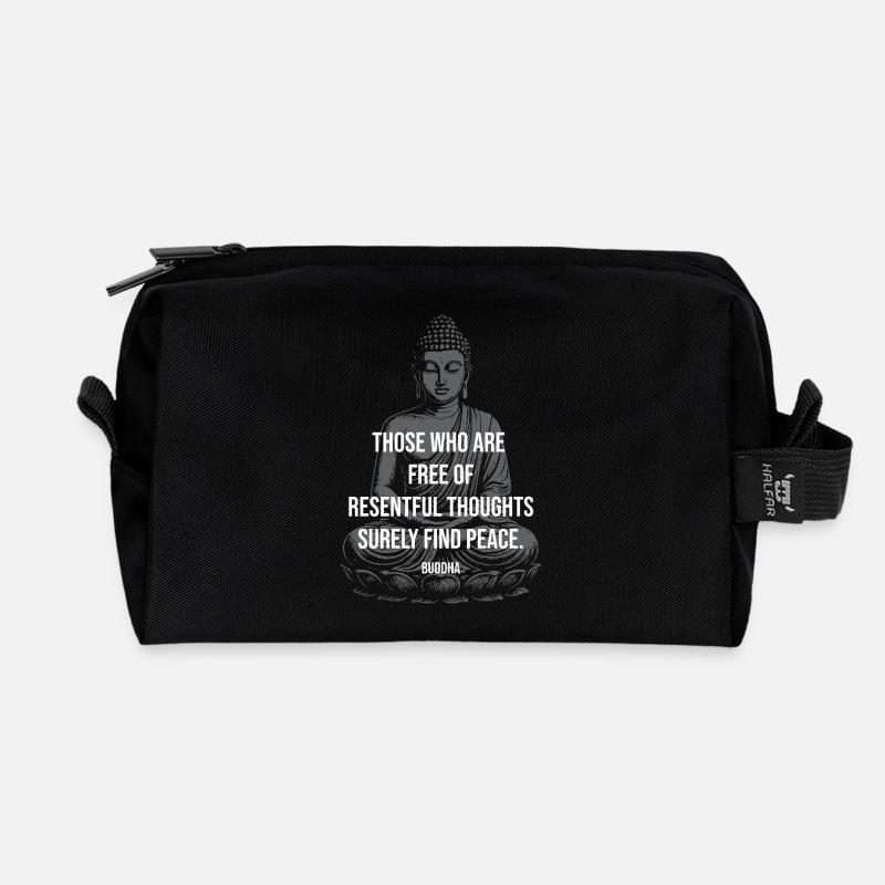 Friedlicher Geist-Buddha-Zitat - Recycelte Kulturtasche - Schwarz