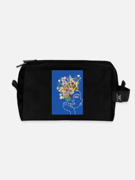 Flower Woman - Recycled Toiletry Zip Bag - black