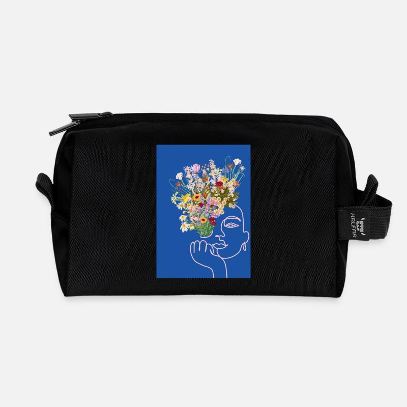 Blumenfrau - Recycelte Kulturtasche - Schwarz