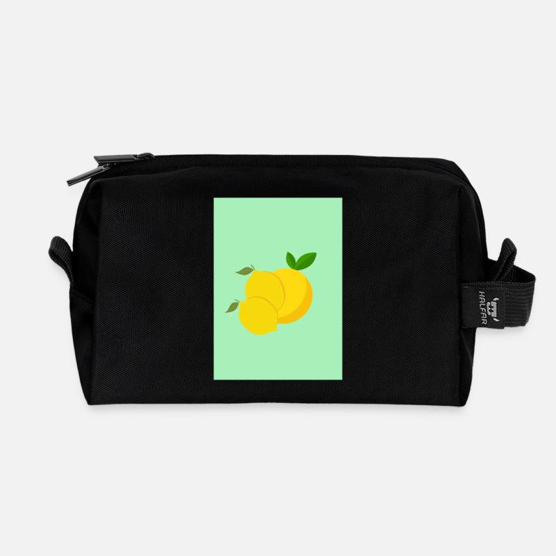 Zitronen - Recycelte Kulturtasche - Schwarz