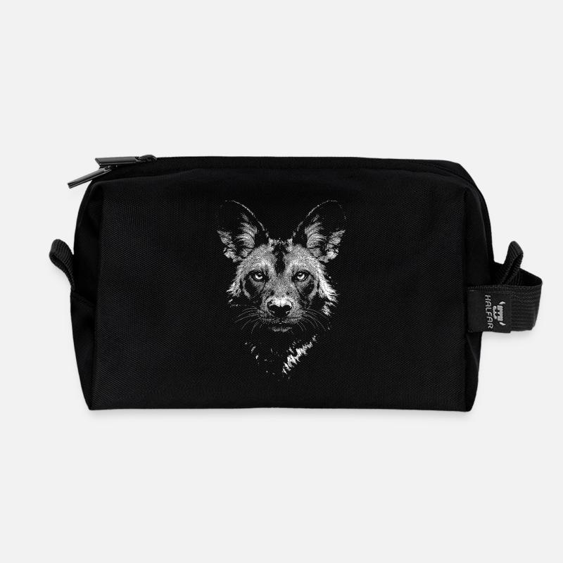 Afrikanischer Wildhund - Recycelte Kulturtasche - Schwarz