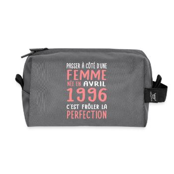 30th Birthday - Born in April 1996 - Recycled Toiletry Zip Bag - anthracite - Front