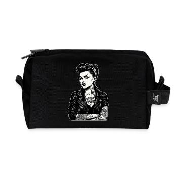 Pin-up rockabilly : fille hors-la-loi des années 50 avec des tatouages - Trousse de toilette en tissu recyclé - noir - Devant