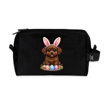 Labrador Retriever brun Labbi chocolat de Pâques - Trousse de toilette en tissu recyclé - noir - Devant