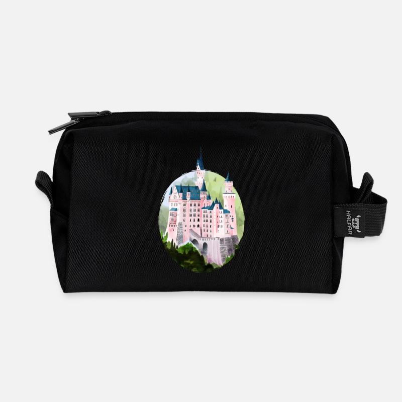 Neuschwanstein Castle, Bavaria, Germany - Recycled Toiletry Zip Bag - black