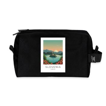 Slovenia Sea Island Sunset - Recycled Toiletry Zip Bag - black - Front
