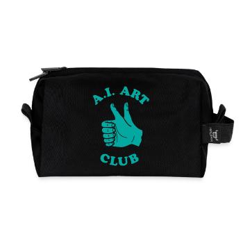 Funny AI Art Club Artificial Intelligence Machine - Recycled Toiletry Zip Bag - black - Front