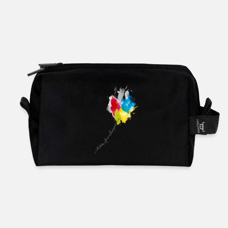 Color Cascade Kaleidoscope - Recycled Toiletry Zip Bag - black