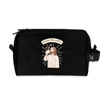 Praise the coffee - weirdpeoplelovethis. - Recycelte Kulturtasche - Schwarz - Vorne