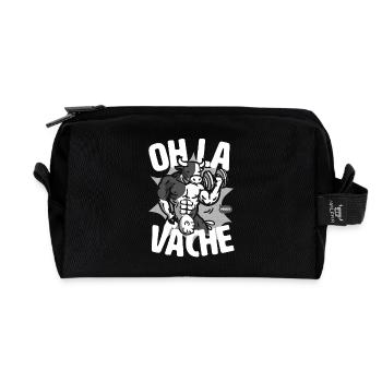 Oh the B&W cow: for goofy goofy - Recycled Toiletry Zip Bag - black - Front