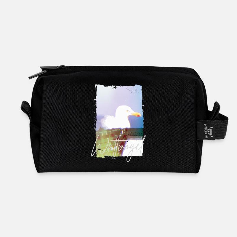 Wattvogel® Nordsee Möwe – Strandkorb Moment - Recycelte Kulturtasche - Schwarz