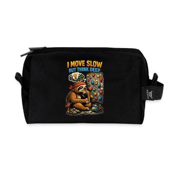 Faultier beim Bouldern – Comic Klettern Shirt - Recycelte Kulturtasche - Schwarz - Vorne