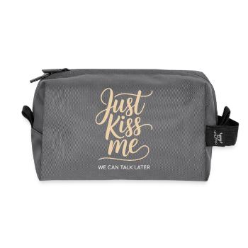 Just Kiss Me Talk Later Küss Mich JGA Single Party - Recycelte Kulturtasche - Anthrazit - Vorne