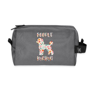 Poodle Mom with Floral Motif - Recycled Toiletry Zip Bag - anthracite - Front