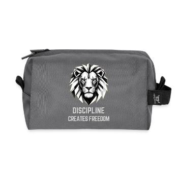 Discipline Creates Freedom Lion - Recycled Toiletry Zip Bag - anthracite - Front