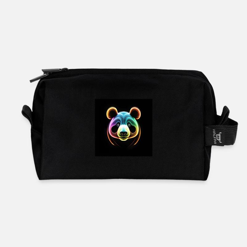 Panda Mira takes a close look at everything - Recycled Toiletry Zip Bag - black