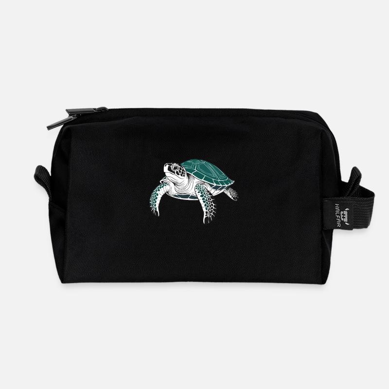 Schildkröte - Recycelte Kulturtasche - Schwarz