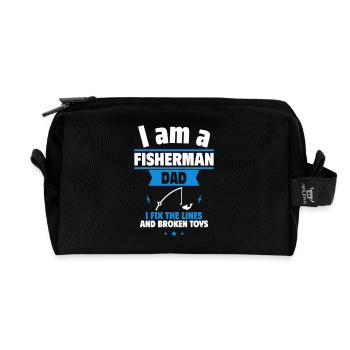 Angler-Papa,Vatertagsgeschenk - Recycelte Kulturtasche - Schwarz - Vorne