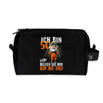 ICH BIN 50 BITTE HELFEN SIE MIR AUF DIE SKI - Recycelte Kulturtasche - Schwarz - Vorne
