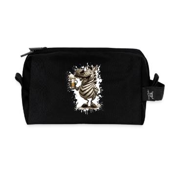Zebra Bier Lustig - Recycelte Kulturtasche - Schwarz - Vorne