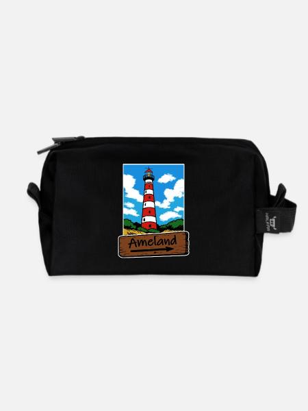 Ameland Leuchtturm Urlaub - Recycelte Kulturtasche - Schwarz