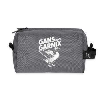 Gans oder garnix Gans und lustiger Spruch - Recycelte Kulturtasche - Anthrazit - Vorne