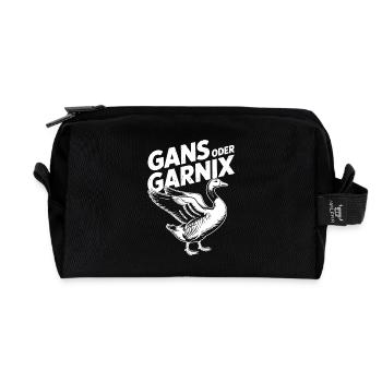 Gans oder garnix Gans und lustiger Spruch - Recycelte Kulturtasche - Schwarz - Vorne