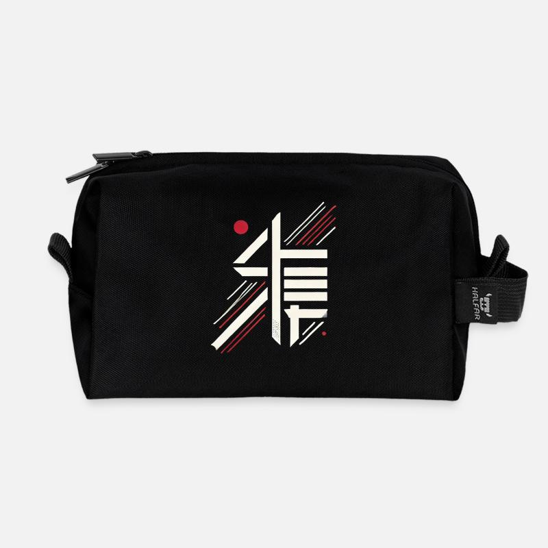 „Chikara – Moderne Stärke“ - Recycelte Kulturtasche - Schwarz