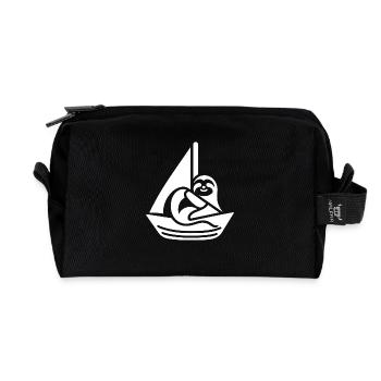 Minimalist Sailboat Sloth Summer - Recycled Toiletry Zip Bag - black - Front