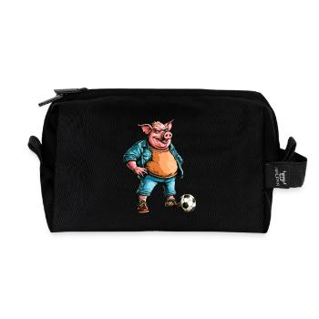 Soccer Pig - Recycled Toiletry Zip Bag - black - Front