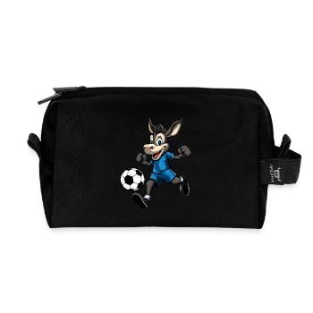 Football à âne (bleu) - Trousse de toilette en tissu recyclé - noir - Devant