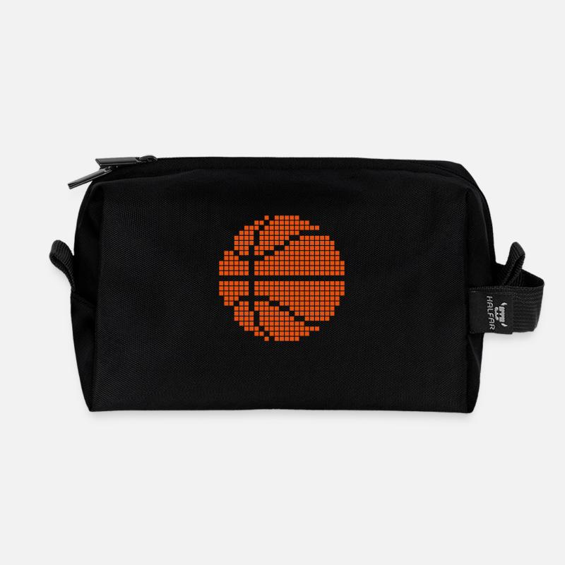 Basketball Pixel Art - Recycelte Kulturtasche - Schwarz