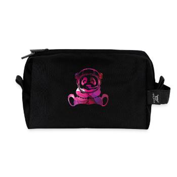 Pandanaut Hipster Geek Weltall Panda - Recycelte Kulturtasche - Schwarz - Vorne