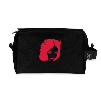 Devil Girl - Line - Recycled Toiletry Zip Bag - black - Front