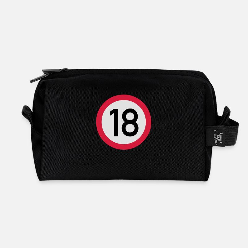 18 Verkehrsschild - Recycelte Kulturtasche - Schwarz