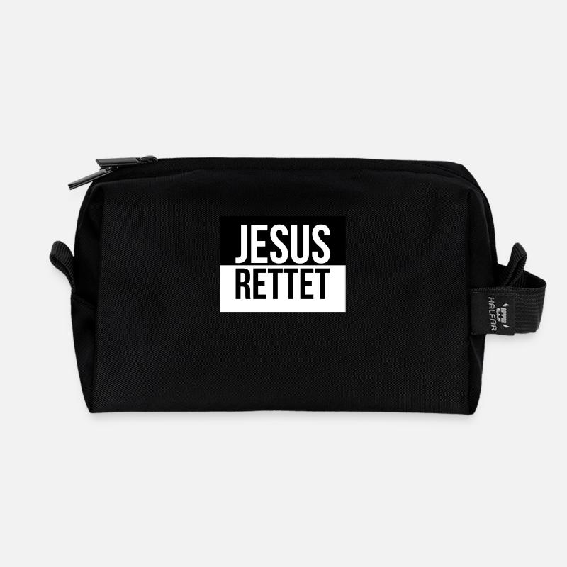 Jesus rettet - Recycelte Kulturtasche - Schwarz