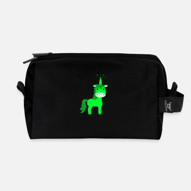 Unipony / Einhorn grün - Recycelte Kulturtasche - Schwarz