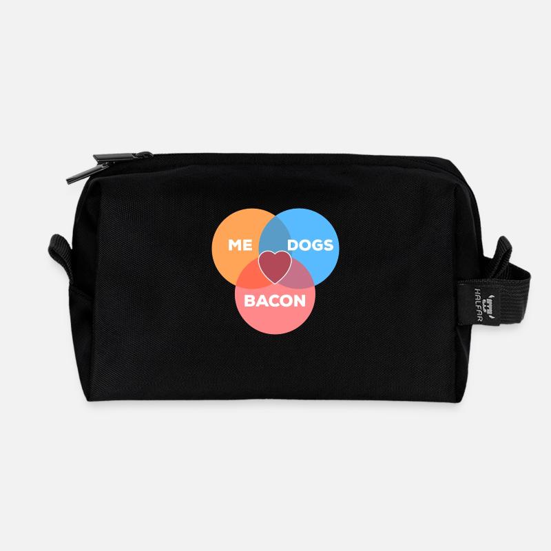 me + Hunde + Speck - Recycelte Kulturtasche - Schwarz