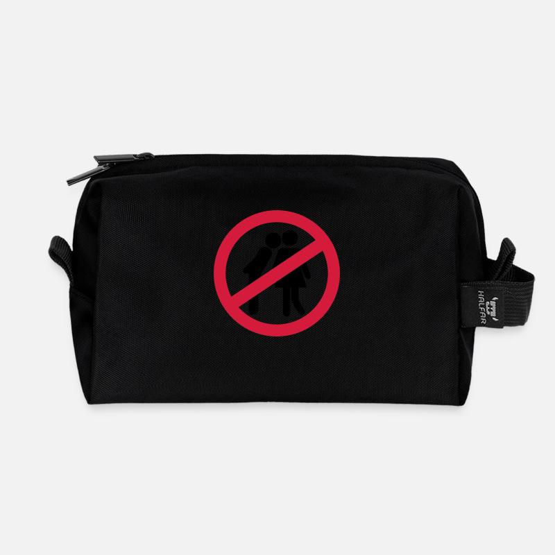 Küssen verboten - Recycelte Kulturtasche - Schwarz