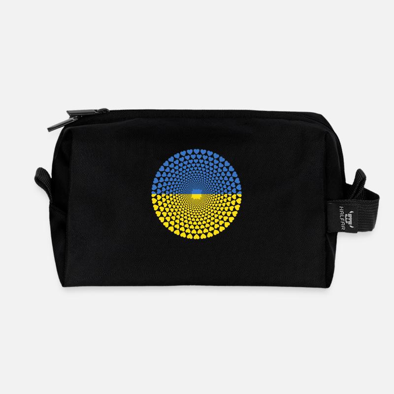 Ukraine Ukraine Україна Love HERZ Mandala - Recycelte Kulturtasche - Schwarz