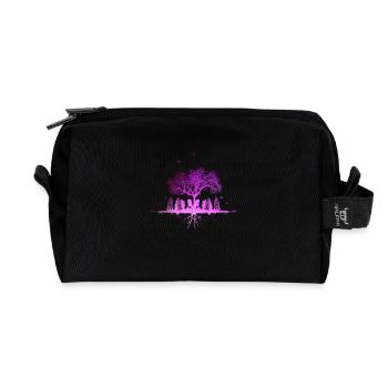 violet city / nature city tree wood birds - Recycled Toiletry Zip Bag - black - Front