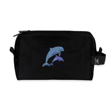 dauphins, citation - Trousse de toilette en tissu recyclé - noir - Devant